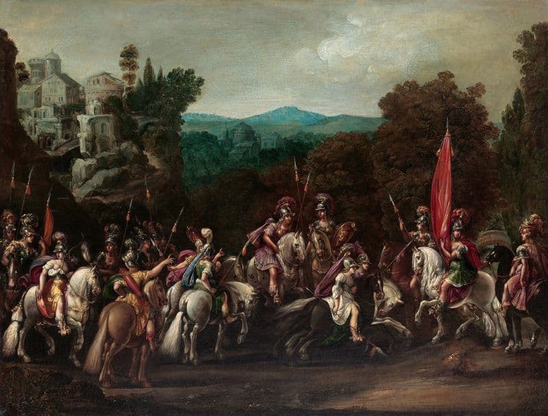Departure of the Amazons (1620s) as a canvas print