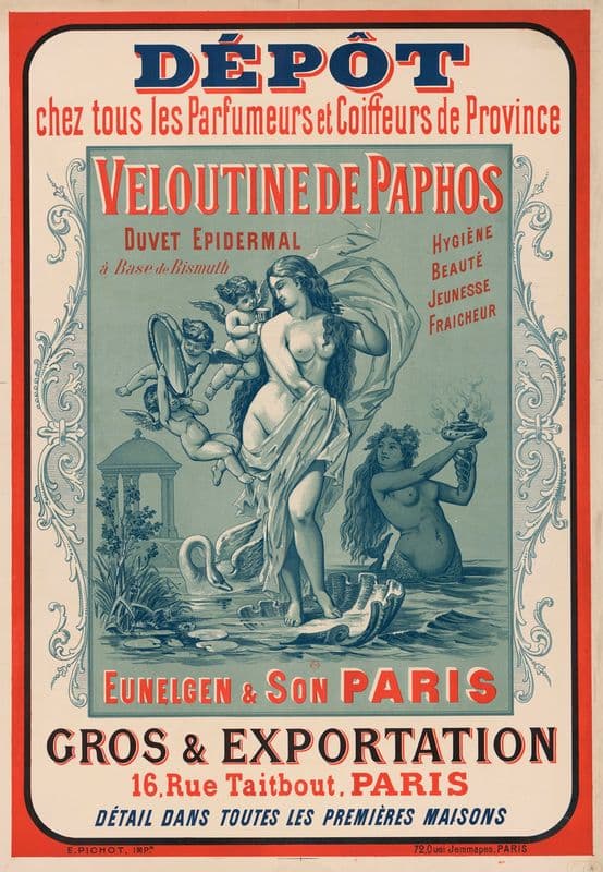 Dépôt chez tous les parfumeurs et coiffeurs de province. Veloutine de Paphos as a canvas print