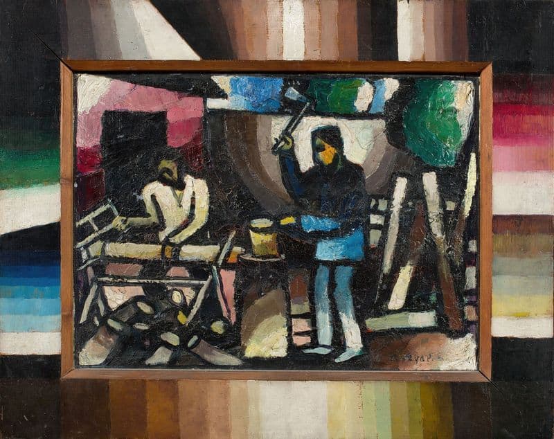 Der Holzarbeiter (Zyklus Arbeit) (Circa 1920) as a canvas print