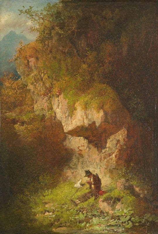 Der Schmetterlingsjäger im Gebirge as a canvas print
