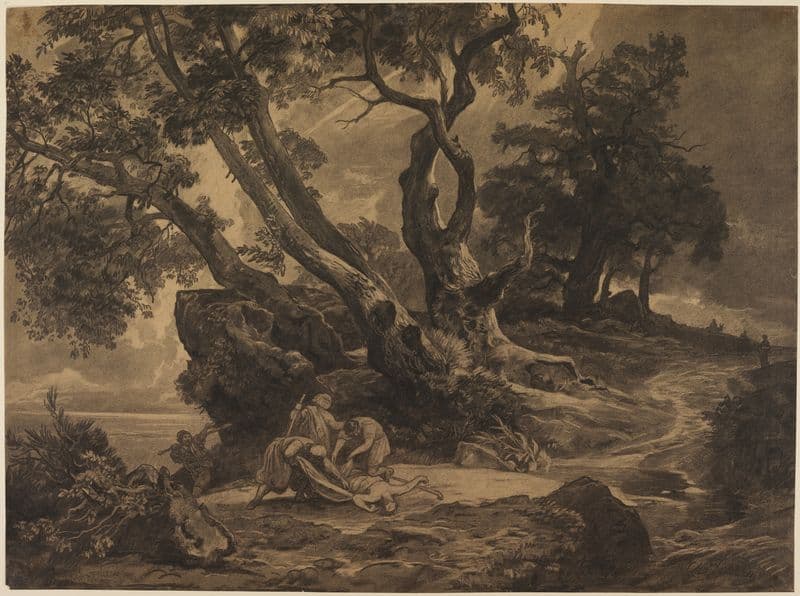 Der Überfall auf den Wanderer (ca 1855) as a canvas print