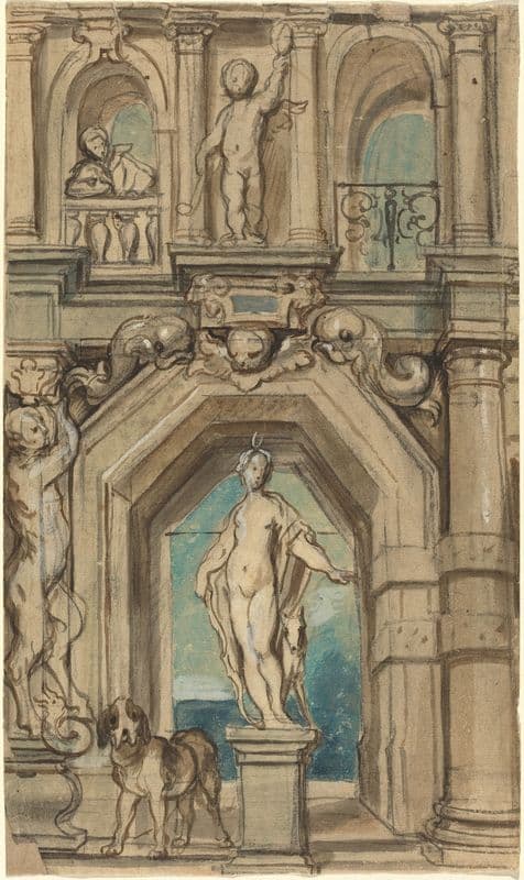 Design for a Wall Decoration (recto) (1640-1645) as a canvas print