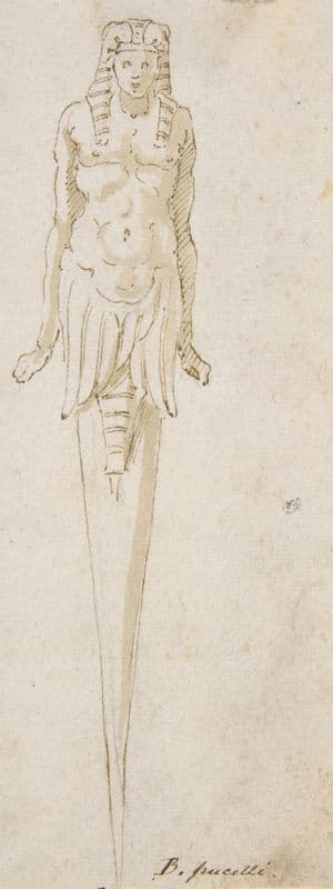 Design for Pointed Utensil with an Egyptian Style Figure on the Handle (1548–1612) as a canvas print