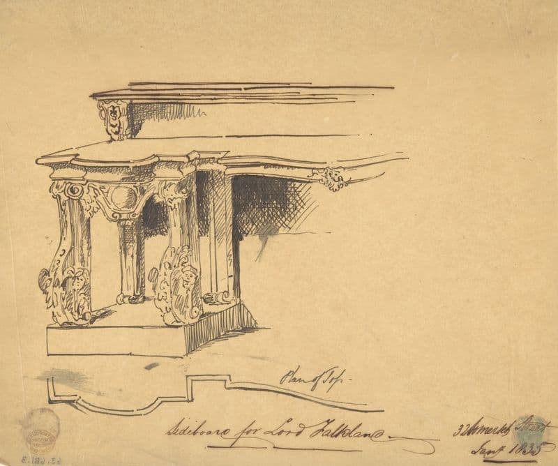 Design for Sideboard for Lord Falklane at Skutterskelfe, Yorkshire as a canvas print