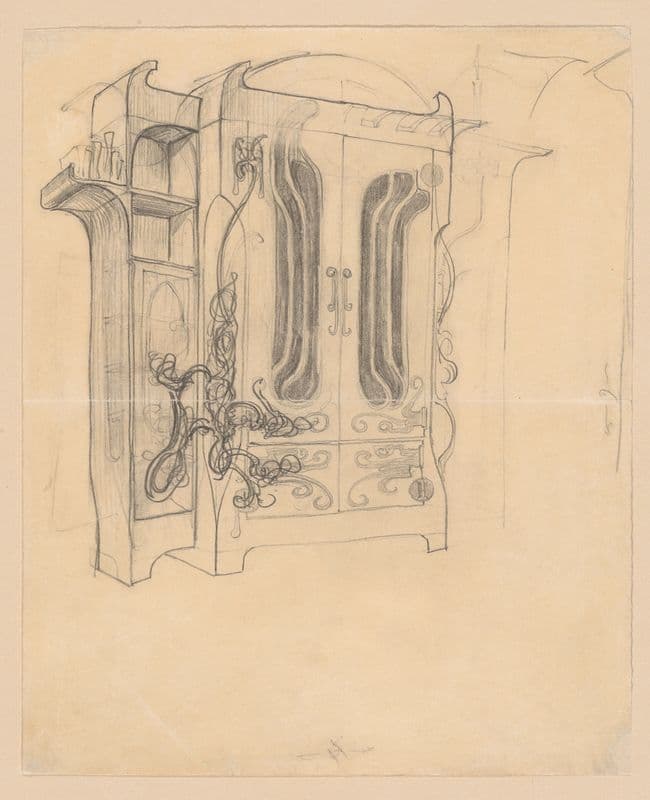 Design of an Art Nouveau cabinet as a canvas print