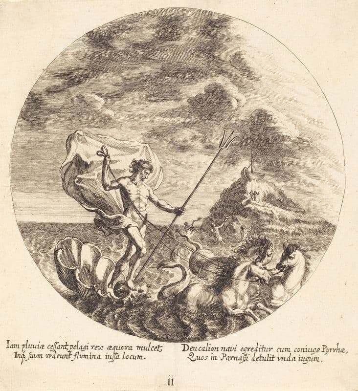 Deucalion and Pyrrha Land on Parnassus as a canvas print
