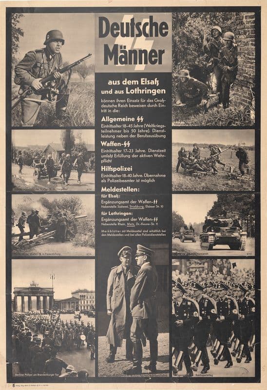 Deutsche Maenner SS aus dem Elsass und aus Lothringen können ihren Einsatz für das Grossdeutsche Reich beweisen as a canvas print