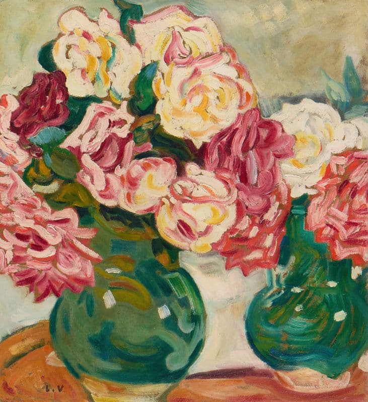 Deux vases de roses as a canvas print