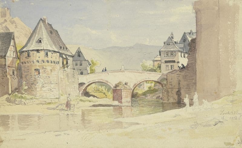 Die abgegangene Steinerne Brücke von 1556 über die Wisper in Lorch im Rheingau as a canvas print