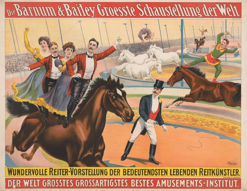 Die Barnum & Bailey groesste schaustellung der welt Wundervolle Reiter-Vorstellung… as a canvas print