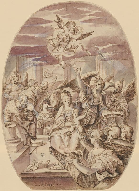 Die Geburt Christi (Anbetung des Kindes durch die Engel) as a canvas print