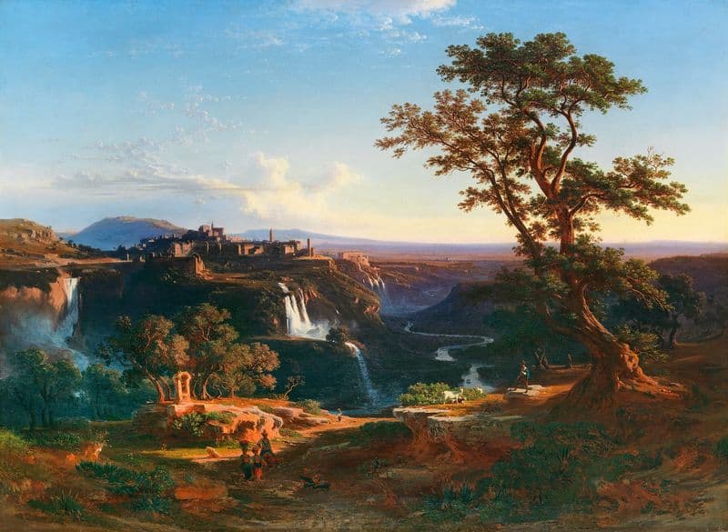 Die Kaskaden von Tivoli in der Abendsonne as a canvas print