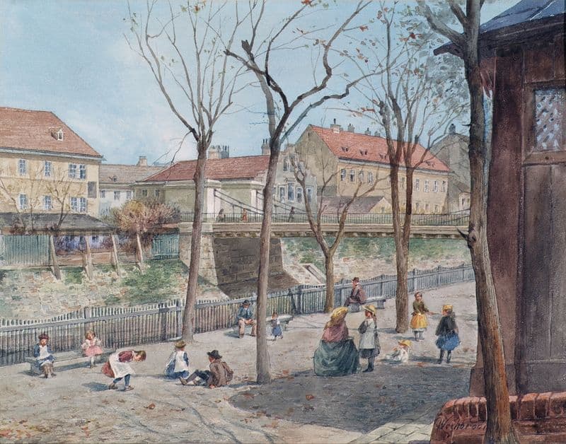 Die Kettenbrücke über den Wienfluß as a canvas print