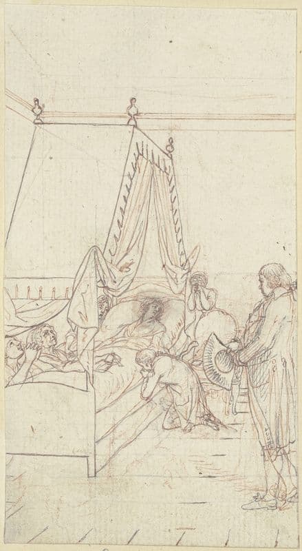 Die sterbende Clarissa in einem großen Himmelbett (ca. 1796) as a canvas print