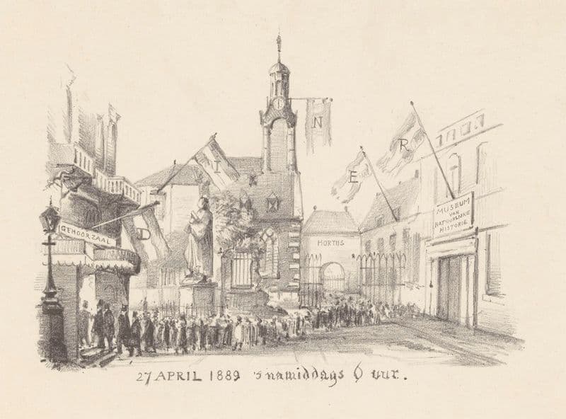 Dinerkaart met vlaggen (in or before 1889) as a canvas print
