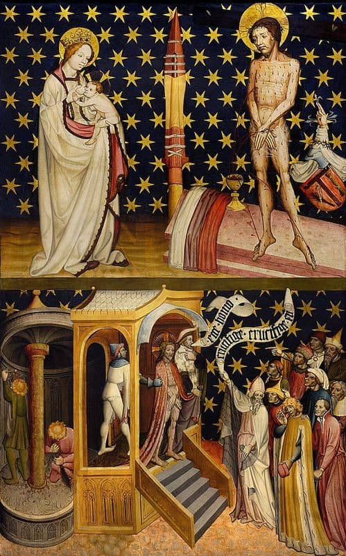 Diptych from the Winterfeld family foundation right wing, St Mary Magdalene held aloft by angels as a canvas print