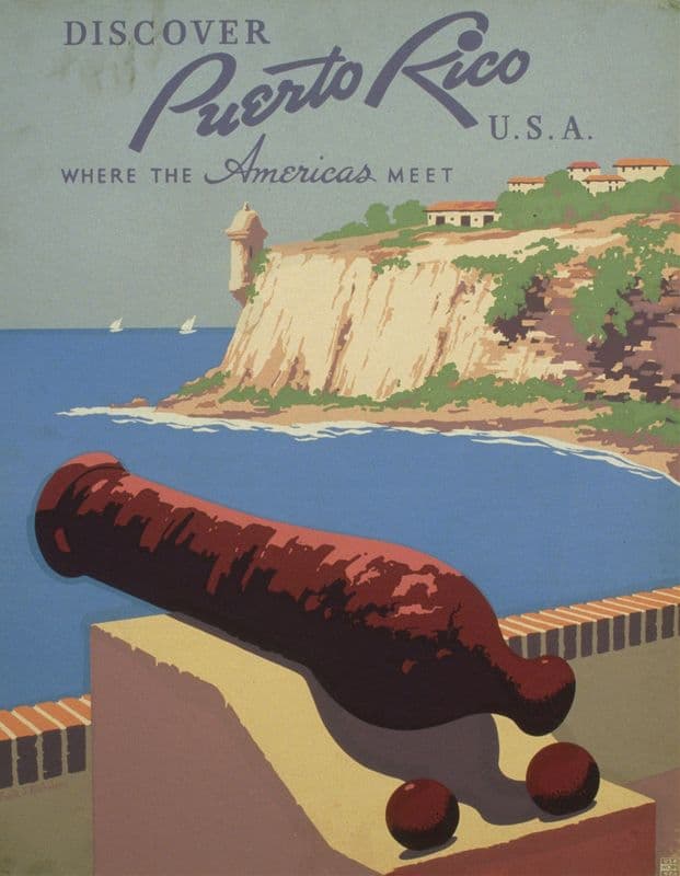 Discover Puerto Rico U.S.A. Where the Americas meet (1936-1940) as a canvas print