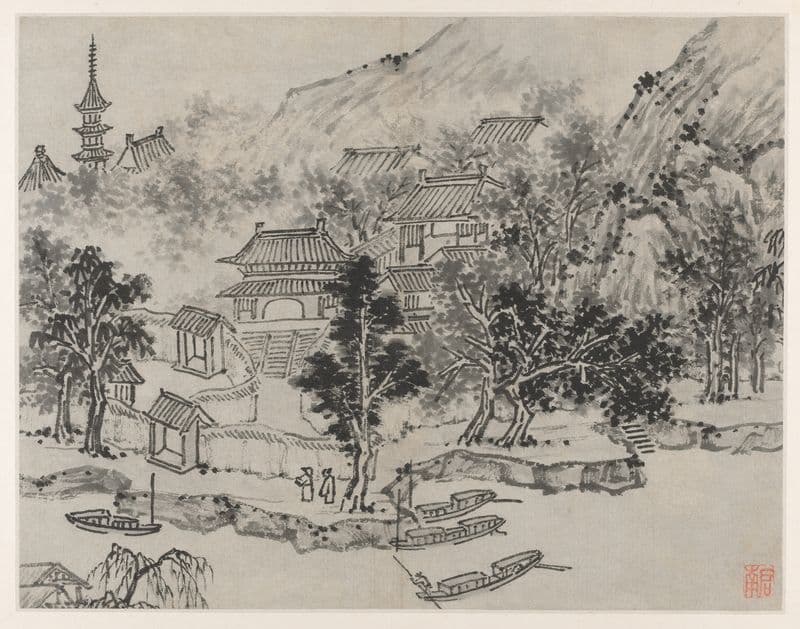 Distant View of Tiger Hill from the Canal Mooring (after 1490) as a canvas print
