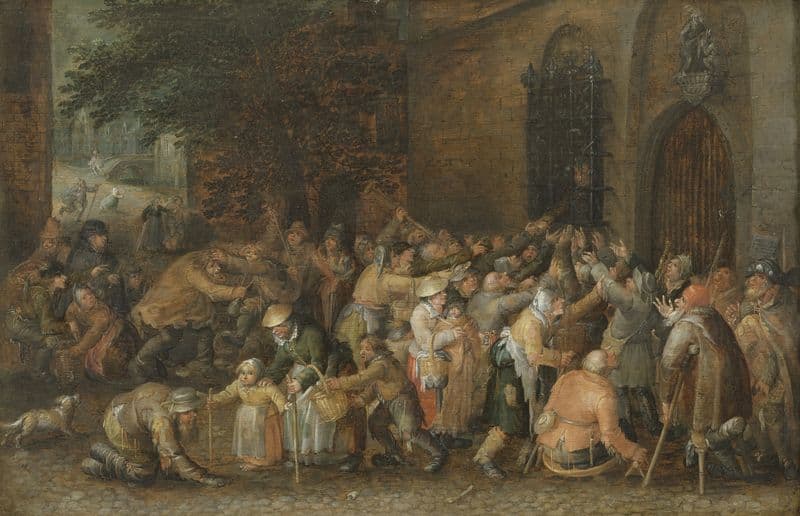 Distributing Alms as a canvas print