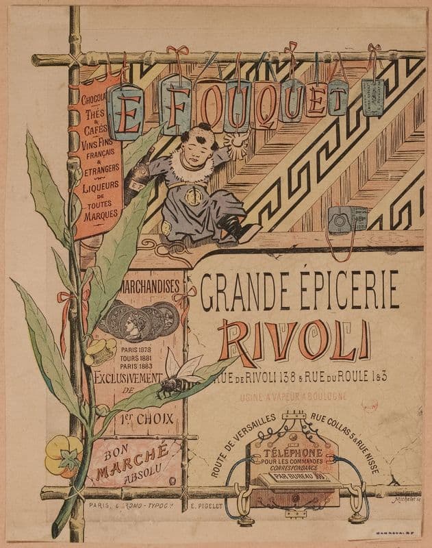 Document publicitaire pour la Grande épicerie Rivoli as a canvas print