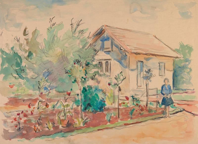 Dom z ogródkiem kwiatowym (1920-1931) as a canvas print
