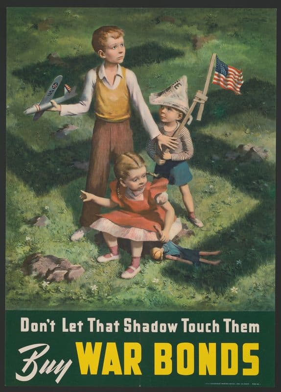 Don’t let that shadow touch them, buy war bonds as a canvas print
