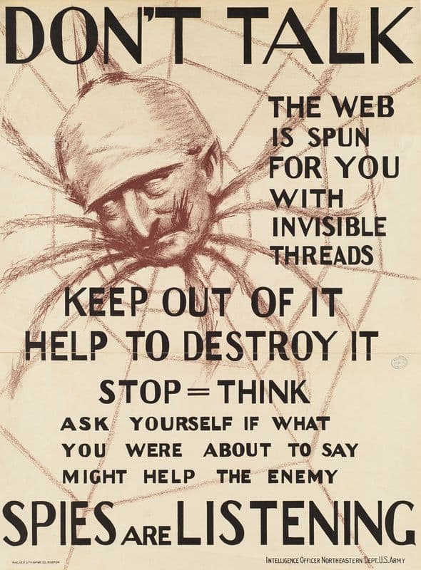 Don’t talk. The web is spun for you with invisible threads, keep out of it, help to destroy it–spies are listening as a canvas print