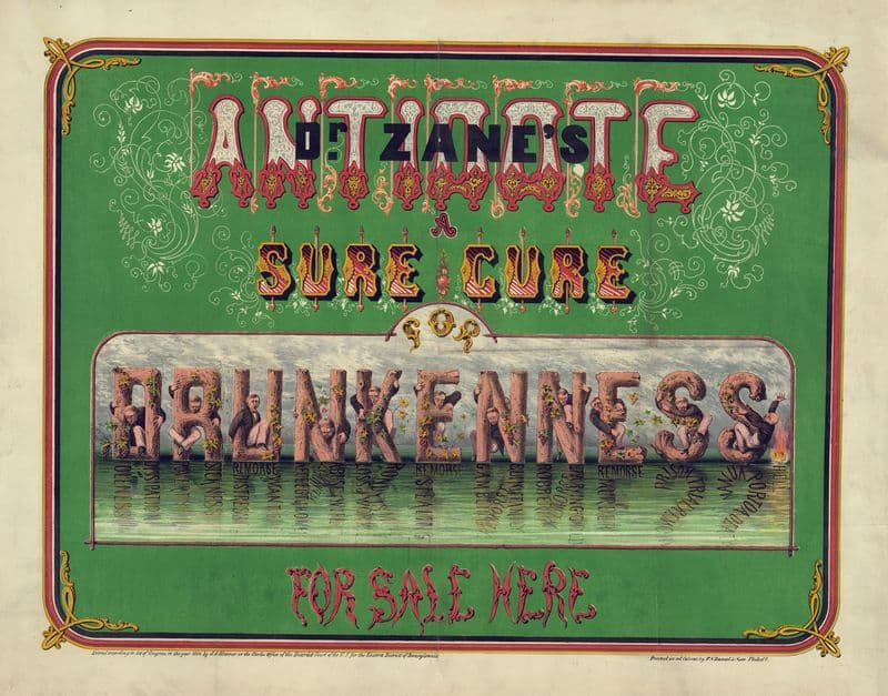 Dr. Zane’s antidote – a sure cure for drunkeness – for sale here as a canvas print