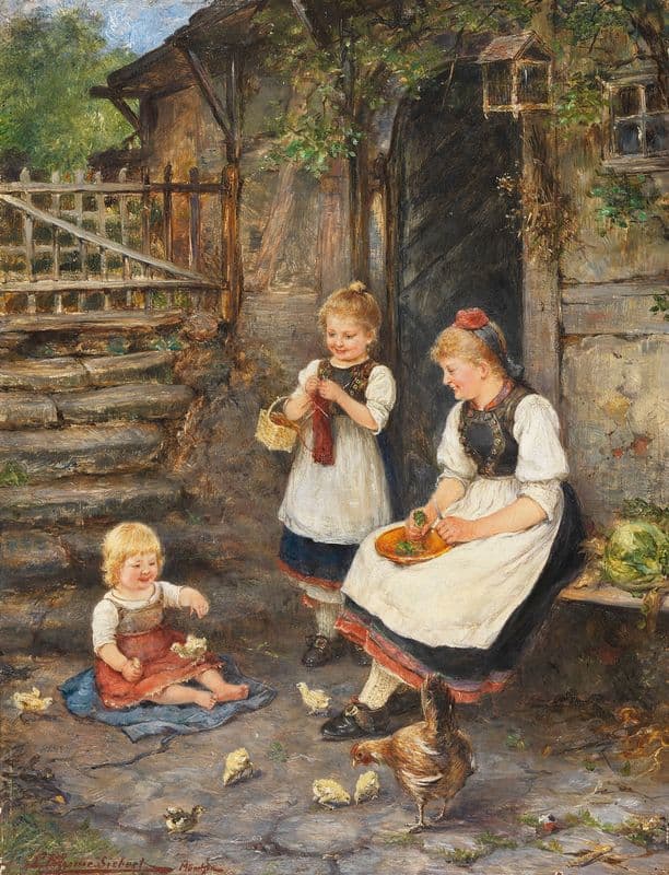 Drei Mädchen in Schwälmer Tracht (Ca. 1870-1890) as a canvas print