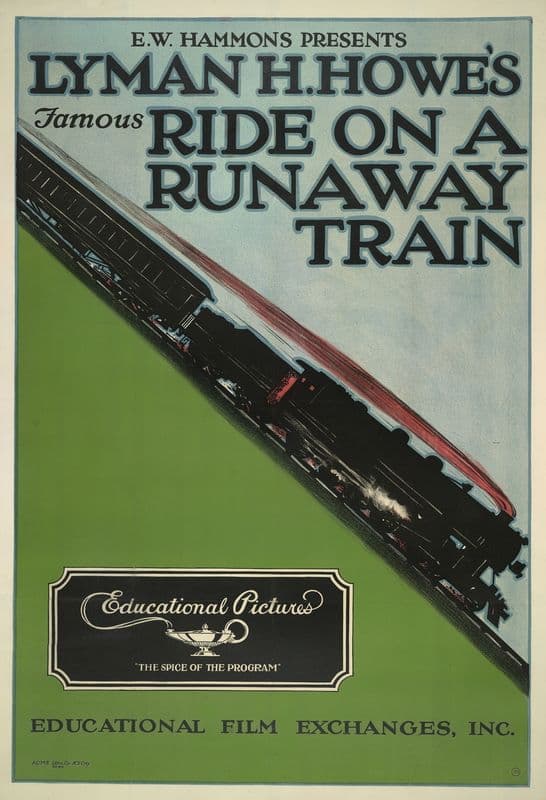 E. W. Hammons presents Lyman H. Howe’s famous ride on a runaway train (ca. 1921) as a canvas print