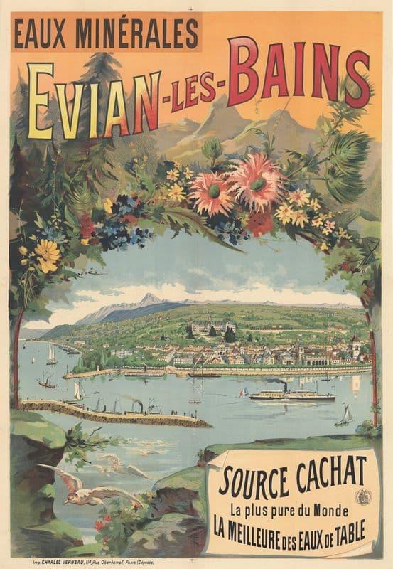 Eaux minérales. Evian-les-Bains (1890-1900) as a canvas print