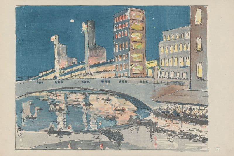 Ebisubashi bridge, a business center as a canvas print
