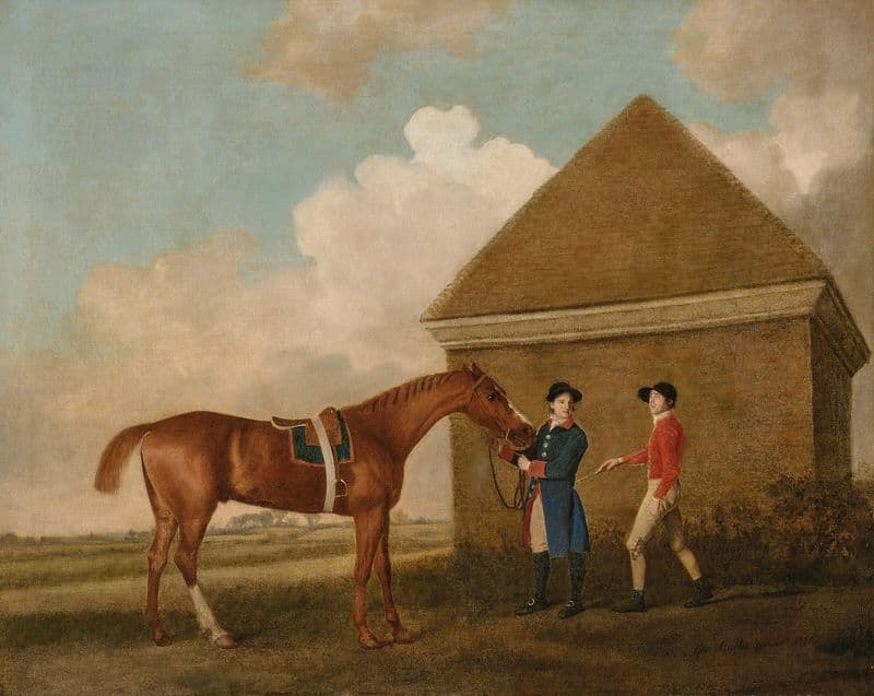Eclipse at Newmarket with a groom and jockey as a canvas print