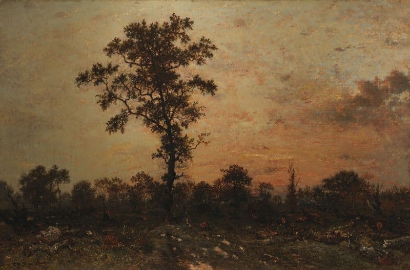 Edge of the Forest, Sun Setting (circa 1845-1846) as a canvas print