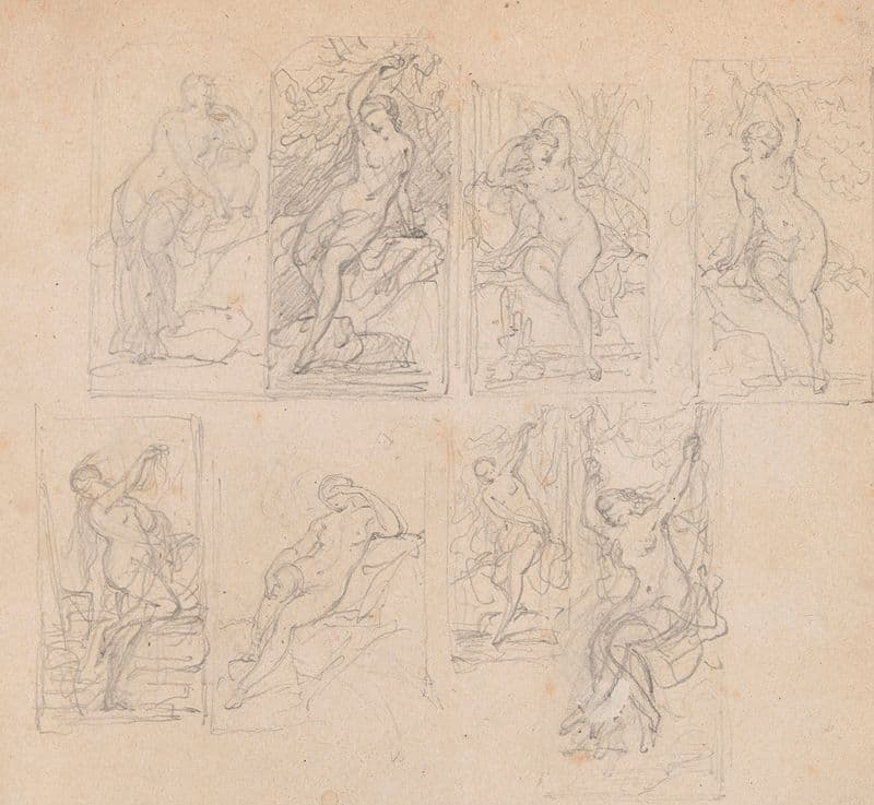 Eight Studies of Nude Woman as a canvas print