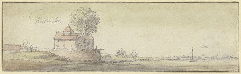 Ein Kirchlein unter einem Baum bei Rodenkirchen am Rhein, in der Ferne die Stadtsilhouette von Köln (ca 1630-1636) as a canvas print