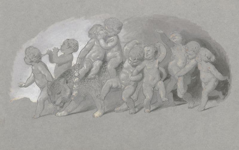 Ein von Amoretten gebildeter Bacchantenzug as a canvas print