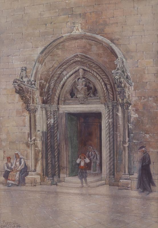Eingang zum Dom von Curzola as a canvas print