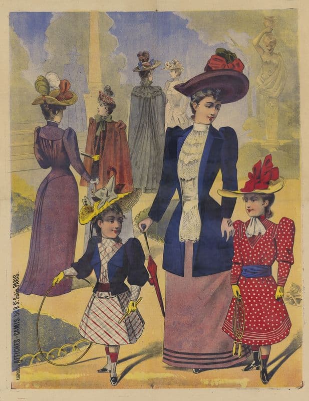 Elégantes et fillettes au cerceau et à la corde à sauter as a canvas print