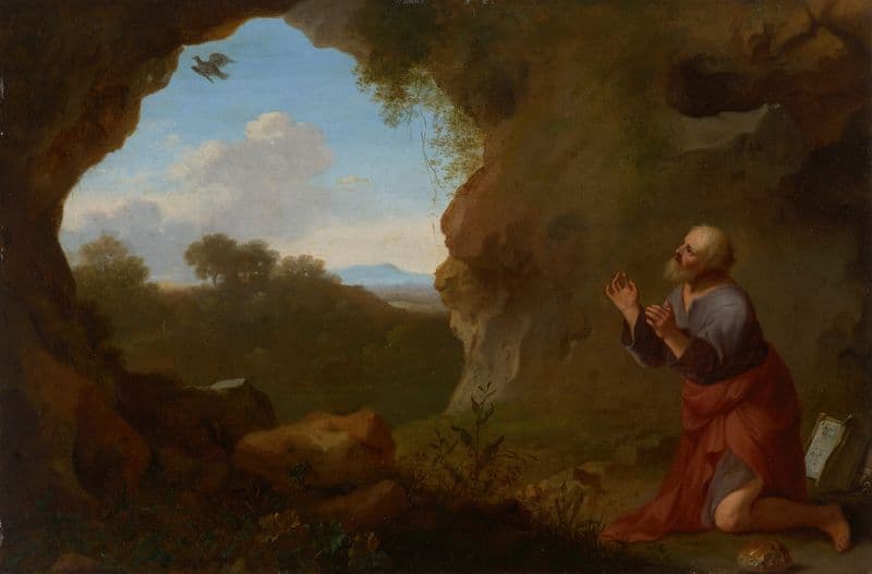 Elijah fed by the raven as a canvas print