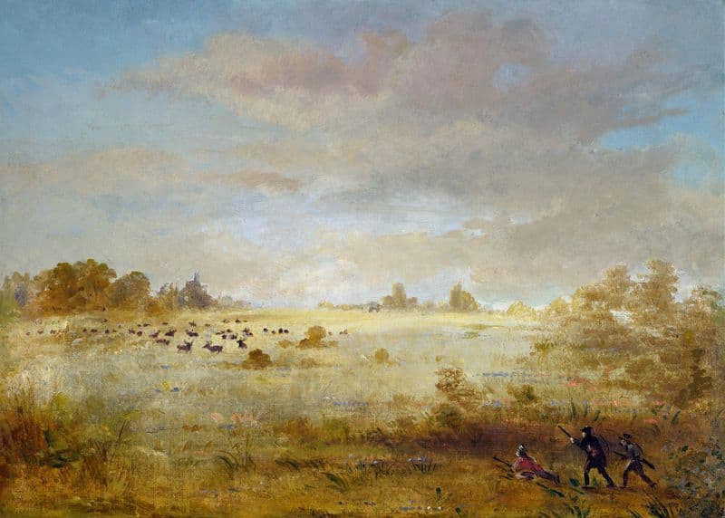 Elk Grazing on an Autumn Prairie (1846-1848) as a canvas print