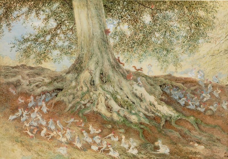 Elves in a Rabbit Warren as a canvas print