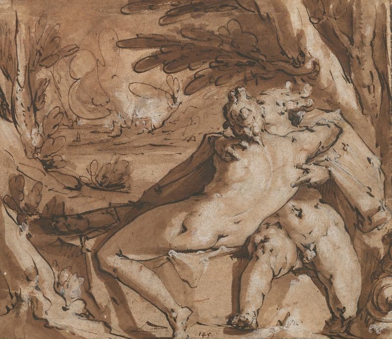 Embracing Couple (Mercury and Lara) (1588–1594) as a canvas print