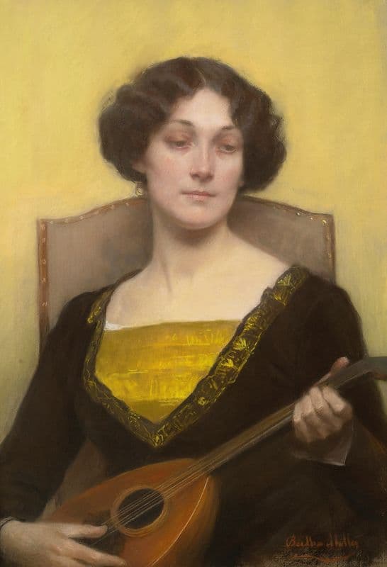 Emilia Floege Playing The Mandolin as a canvas print