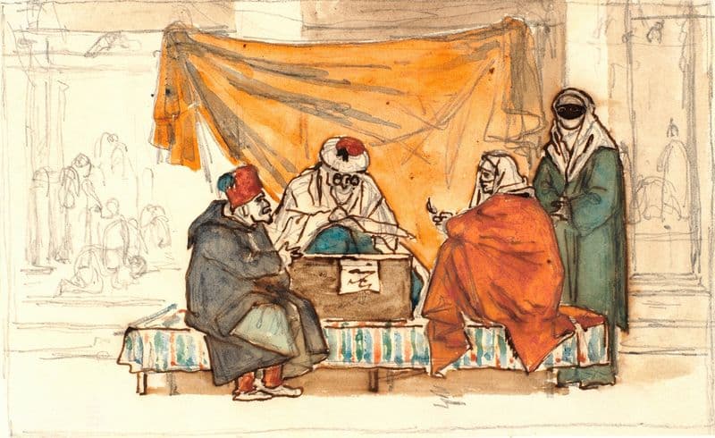 En tyrkisk notarius opsætter en ægteskabskontrakt as a canvas print