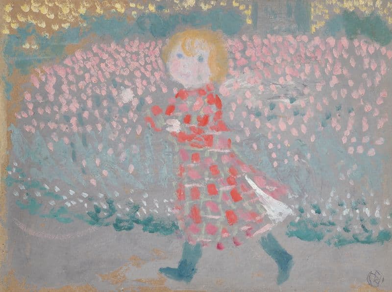 Enfant au tablier rouge as a canvas print