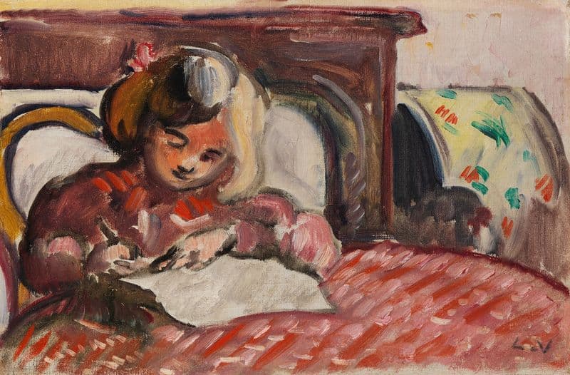 Enfant écrivant as a canvas print