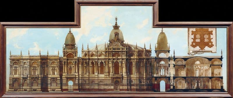 Entwurf für einen Palast; Rückseite und Grundriss as a canvas print