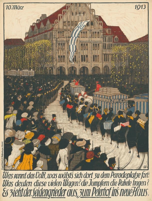 Es zieht der Seidengrieder aus, zum Peterhof ins neue Haus. 10. März 1913 as a canvas print
