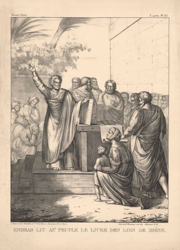 Esdras lit au peuple le livre des lois de Moise as a canvas print